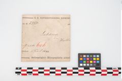 Etikett zu Bronzehalbmondgehängefibel (NHMW-PRAE-025551)